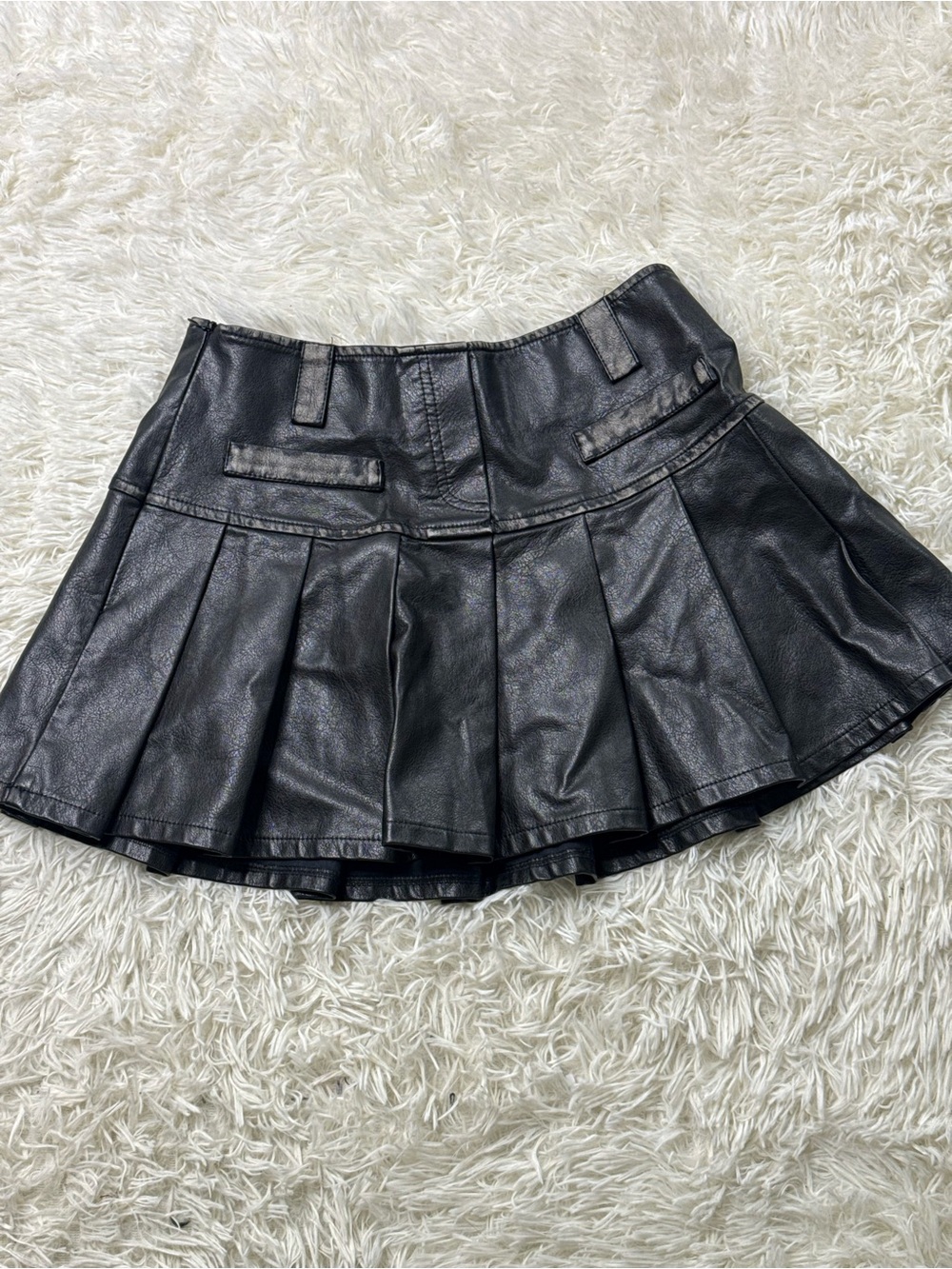 Fashion Nova Black Faux Leather Skater Mini Skirt